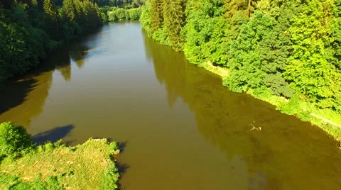 Flight above mountain river Stock Footage 52462246