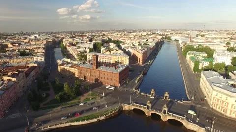 Flight above Neva river in st. Petersburg Russia. Aerial view. City panorama. Wi Video stock 65425534