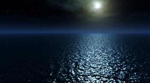 Flight above ocean at night Stock Footage 335942