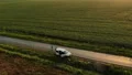 The flight above the picturesque field. quadrocopter shot 4k or 4k+ Resolution