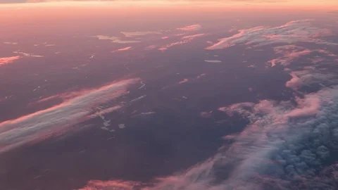 Flight Above Pink Clouds During Sunset Stock Footage 98558154