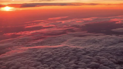 Flight Above Pink Clouds During Sunset Stock Footage 162945774