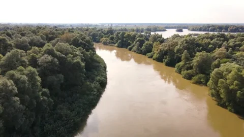 Flight above the river after storm Stock Footage 141842459