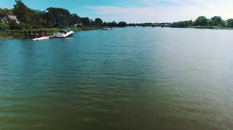Flight above a river in the Hamptons Stock Footage 67505295