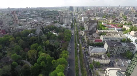 Flight above the road in the city Stock Footage 64375874