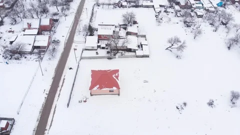 Flight above a russian village in winter time. Stock Footage 101308461