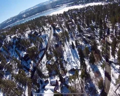 Flight Above the Snow - FPV Stock Footage 221044459