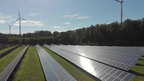 Flight above solar batteries Stock Footage 200153774
