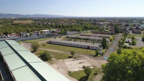 Flight above spinelli barracks in Mannheim	 Stock Footage 144820931