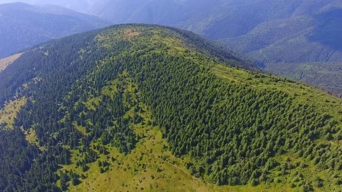 Flight above top mountain. summer day Stock Footage 80260333
