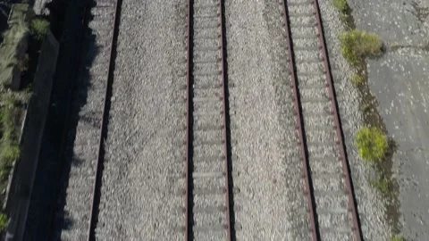 Flight above train tracks  Stock Footage 144820986