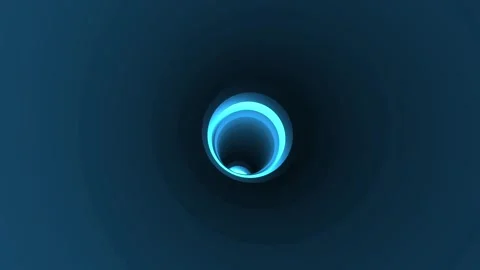 Flight in an abstract, circular dark and light blue 3D tunnel white lighting Stock Footage 254201429