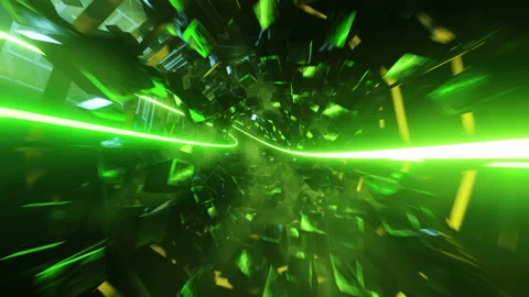 Flight in abstract green sci-fi tunnel. Infinitely looped animation. Stock Footage 176189084