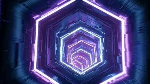 Flight in abstract sci-fi tunnel seamless loop. Futuristic VJ for music video Stock Footage 135355625