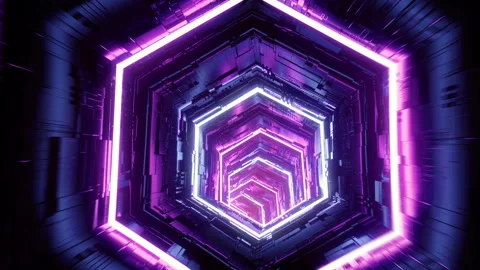 Flight in abstract sci-fi tunnel seamless loop. Futuristic VJ for music video Stock Footage