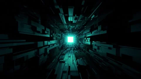 Flight in abstract sci-fi tunnel seamless loop Stock Footage