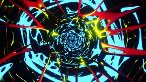 Flight in abstract sci-fi tunnel, seamless loop 4K background Video stock 149527955