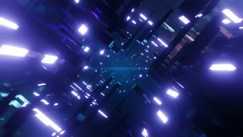 Flight in abstract sci-fi tunnel seamless loop. Futuristic VJ motion graphics Stock Footage 157228829