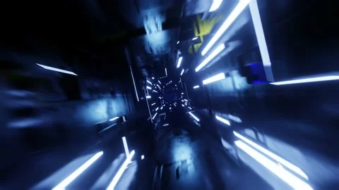 Flight in abstract sci-fi tunnel seamless loop. Futuristic VJ motion graphics Stock Footage 157331743