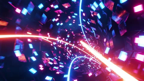 Flight in abstract sci-fi tunnel. Infinitely looped animation. Stock Footage 172572726