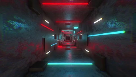 Flight in abstract sci-fi tunnel seamless loop Stock Footage 230901578