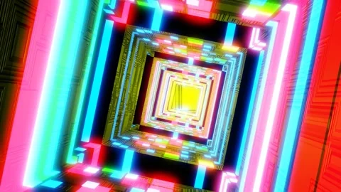 Flight in abstract sci-fi tunnel seamless loop. Futuristic VJ motion graphics Video stock 260373141