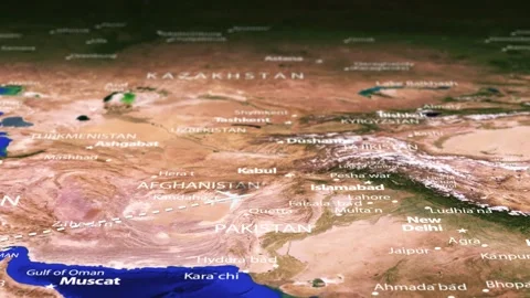 Flight From Accra GHANA to Ulaanbaatar MONGOLIA with flag pins Stock Footage 323713945