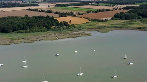 Flight across the Deben river Stock Footage 206600369