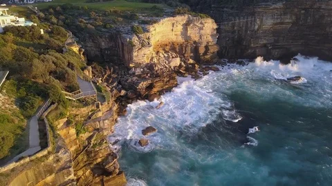Flight across rock cliff Stock Footage 78395503