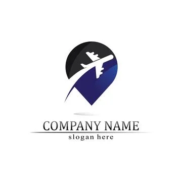 Flight aeroplane vector and logo design Transportation Illustrazione stock