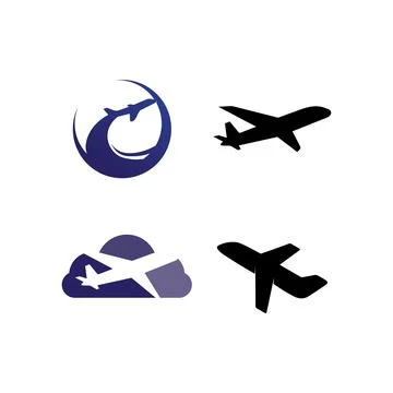 Flight aeroplane vector and logo design Transportation Illustrazione stock