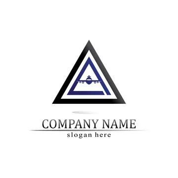Flight aeroplane vector and logo design Transportation Illustrazione stock