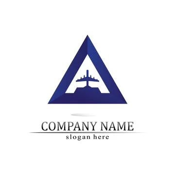 Flight aeroplane vector and logo design Transportation Illustrazione stock