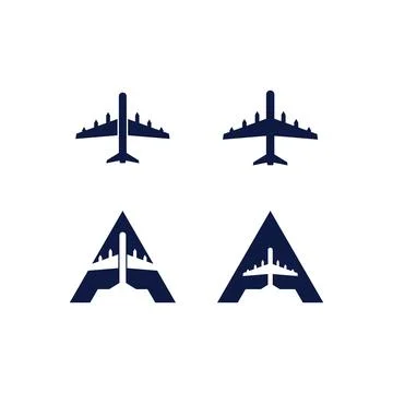 Flight aeroplane vector and logo design Transportation Illustrazione stock