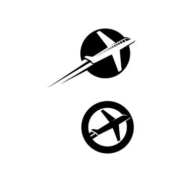 Flight aeroplane vector and logo design Transportation Illustrazione stock