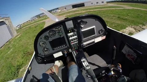 Flight on an airplane, in the cockpit. Prepare for takeoff Video stock 71323474