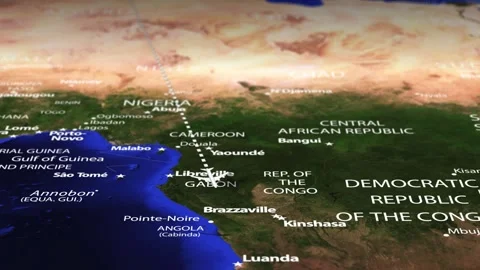 Flight From Algiers ALGERIA to Windhoek NAMIBIA with flag pins Stock Footage 327968488