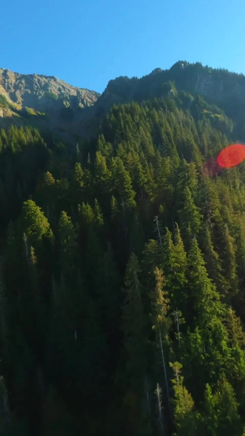 Flight along the mountain range by FPV Drone. Canada Video stock 342837059