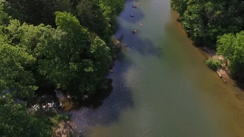 Flight along river with floaters #4 Video stock 94552997