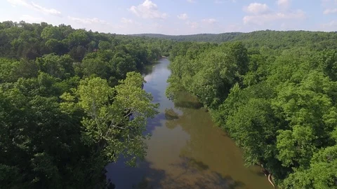 Flight along river with floaters #5 Video stock 94553028