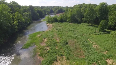 Flight along river with floaters Video stock 94552951