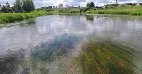 Flight along the River to the monastery Stock Footage 77773230