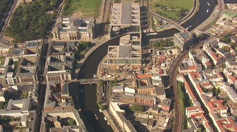 Flight along river Spree Stock Footage 44089642