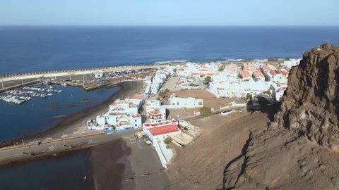 Flight along Roque de las Nieves to Porto de las Nieves village Stock Footage 320775347
