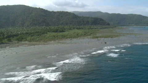 Flight along a sandy beach with waves 스톡 동영상 559372