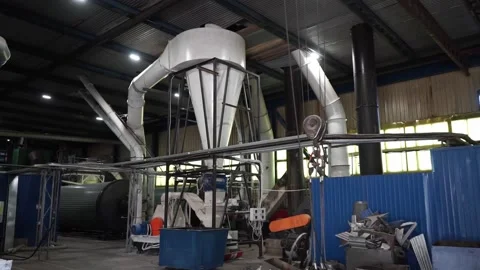 Flight along the woodworking technological conveyor. Video stock 167346903