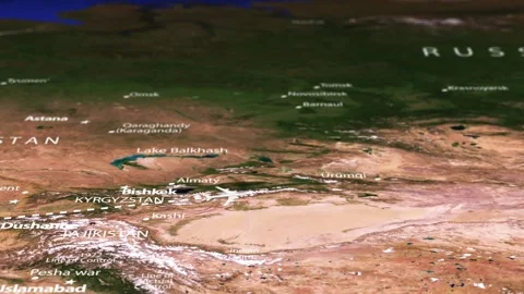Flight From Amman JORDAN to Ulaanbaatar MONGOLIA with flag pins Stock Footage 328408228