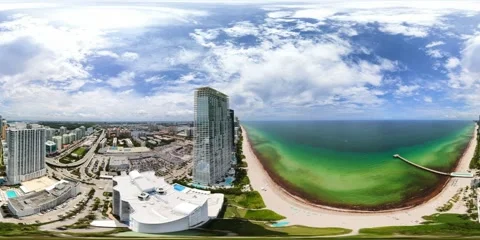 Flight among mega buildings Sunny Isles Beach Florida 360 VR Stock Footage 336699266