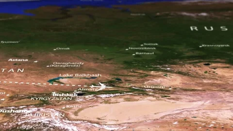 Flight From Amsterdam NETHERLANDS to Pyongyang NORTH KOREA with flag pins Stock Footage 329669351