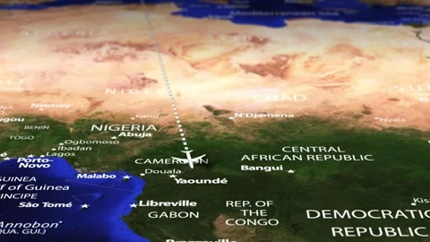 Flight From Amsterdam NETHERLANDS to Windhoek NAMIBIA with flag pins Stock Footage 329668922